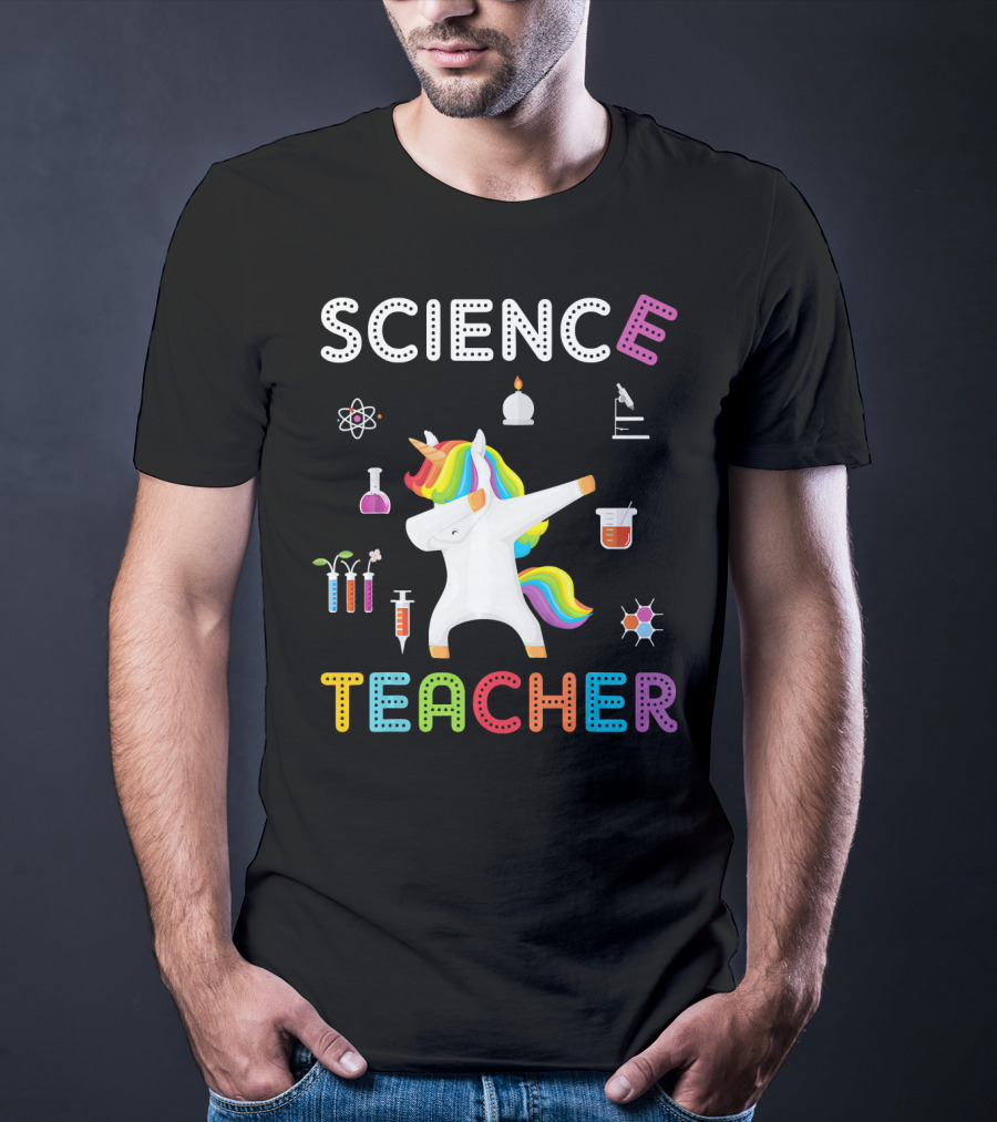Science Teacher Dabbing Unicorn Chemistry Physics Elements T-Shirt