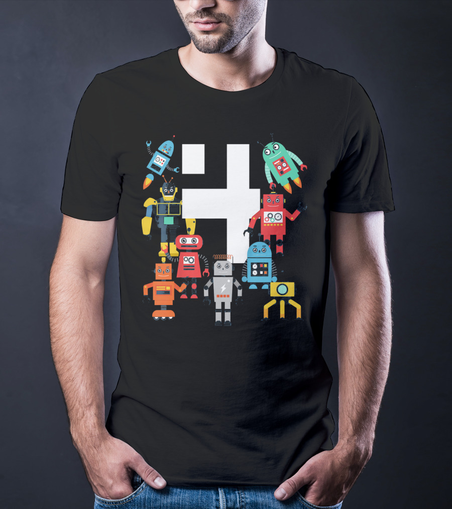 Kids 4 Year Old Robot Birthday Robots Science T-Shirt