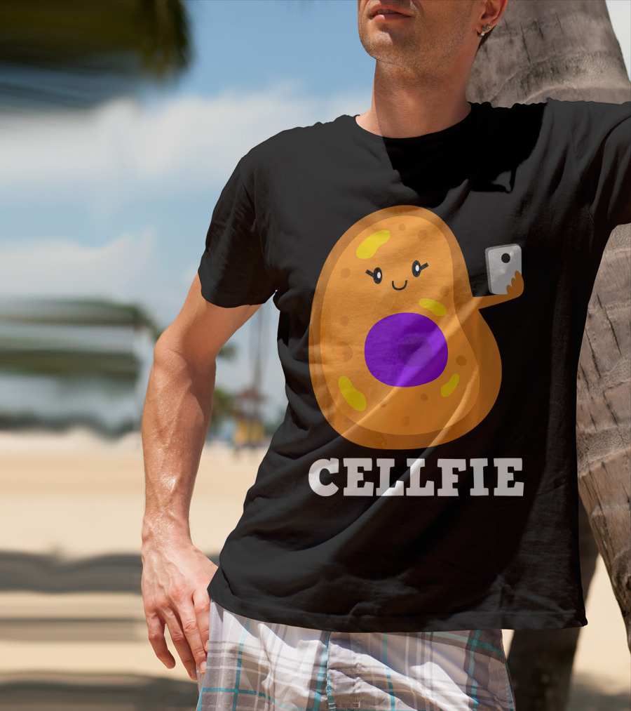 Cute Cell Character Taking Selfie For Science Teacher Enthusiasts T-Shirt