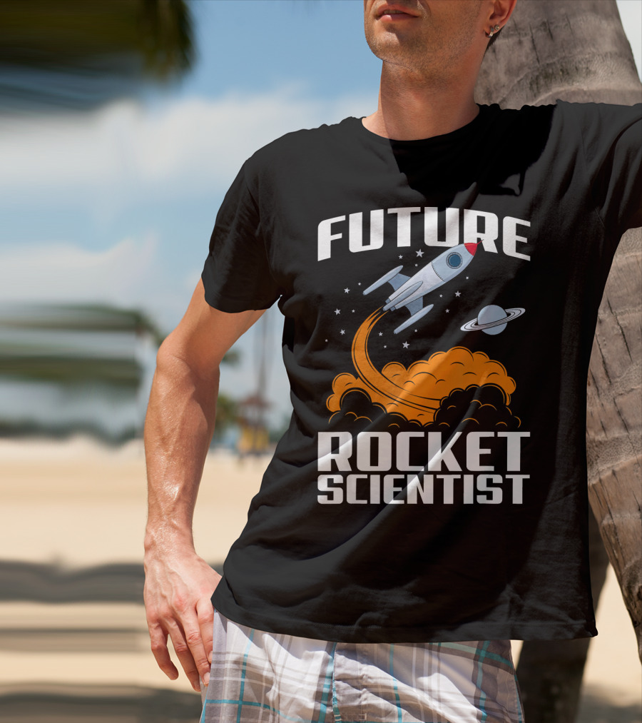Future Rocket Scientist Spaceship Blast Off With Planet Saturn T-Shirt