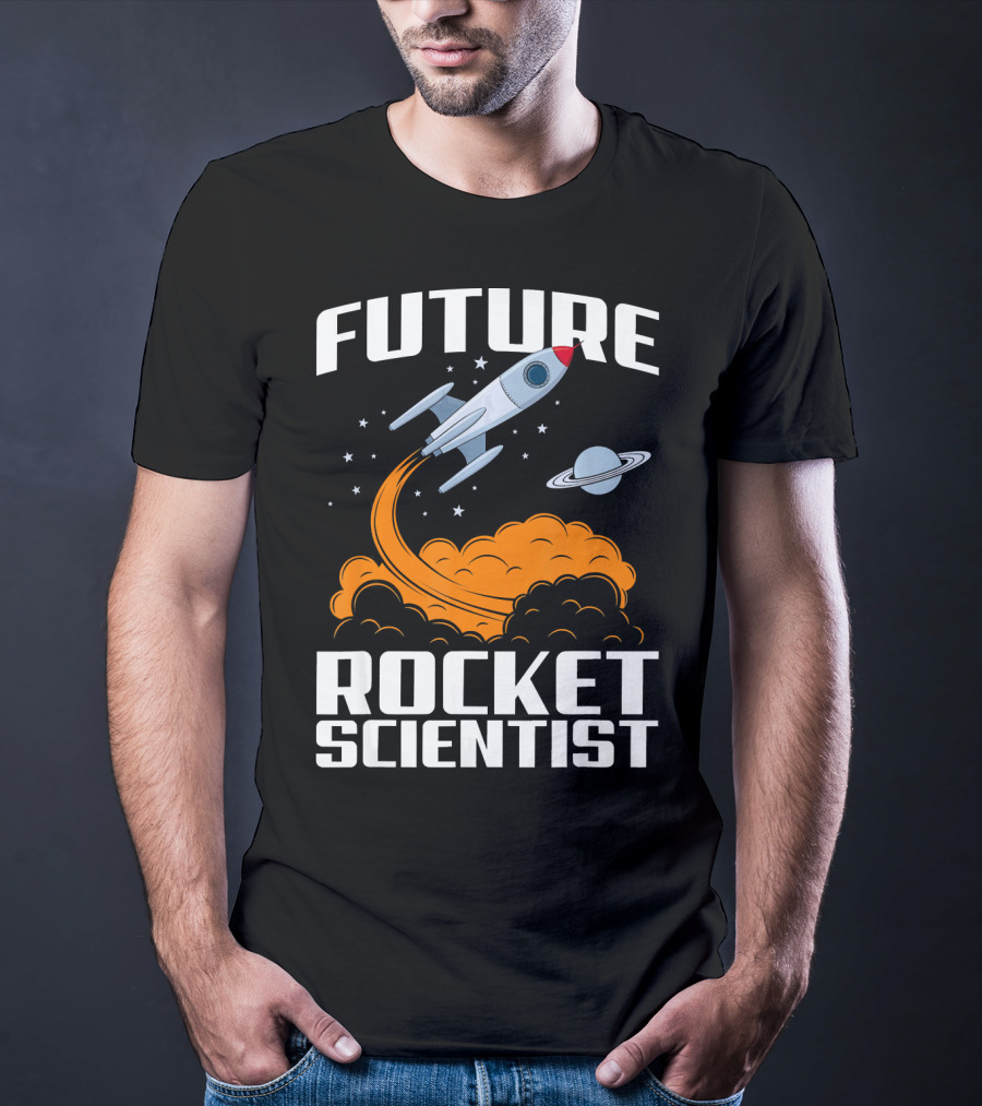 Future Rocket Scientist Spaceship Blast Off With Planet Saturn T-Shirt
