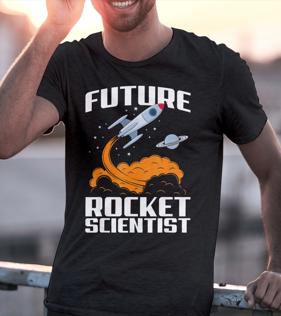 Future Rocket Scientist Spaceship Blast Off With Planet Saturn T-Shirt