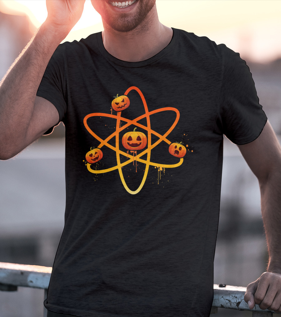 Halloween Night Funny Pumpkin Atom Smiles T-Shirt