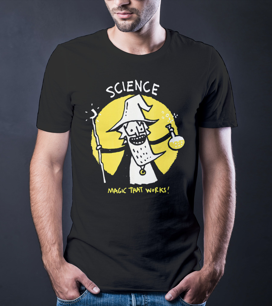 Science Magic That Works Wizard With Beaker And Staff T-Shirt