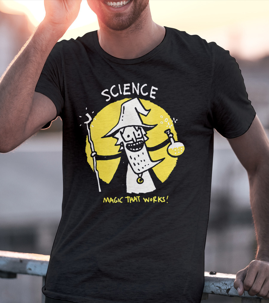 Science Magic That Works Wizard With Beaker And Staff T-Shirt