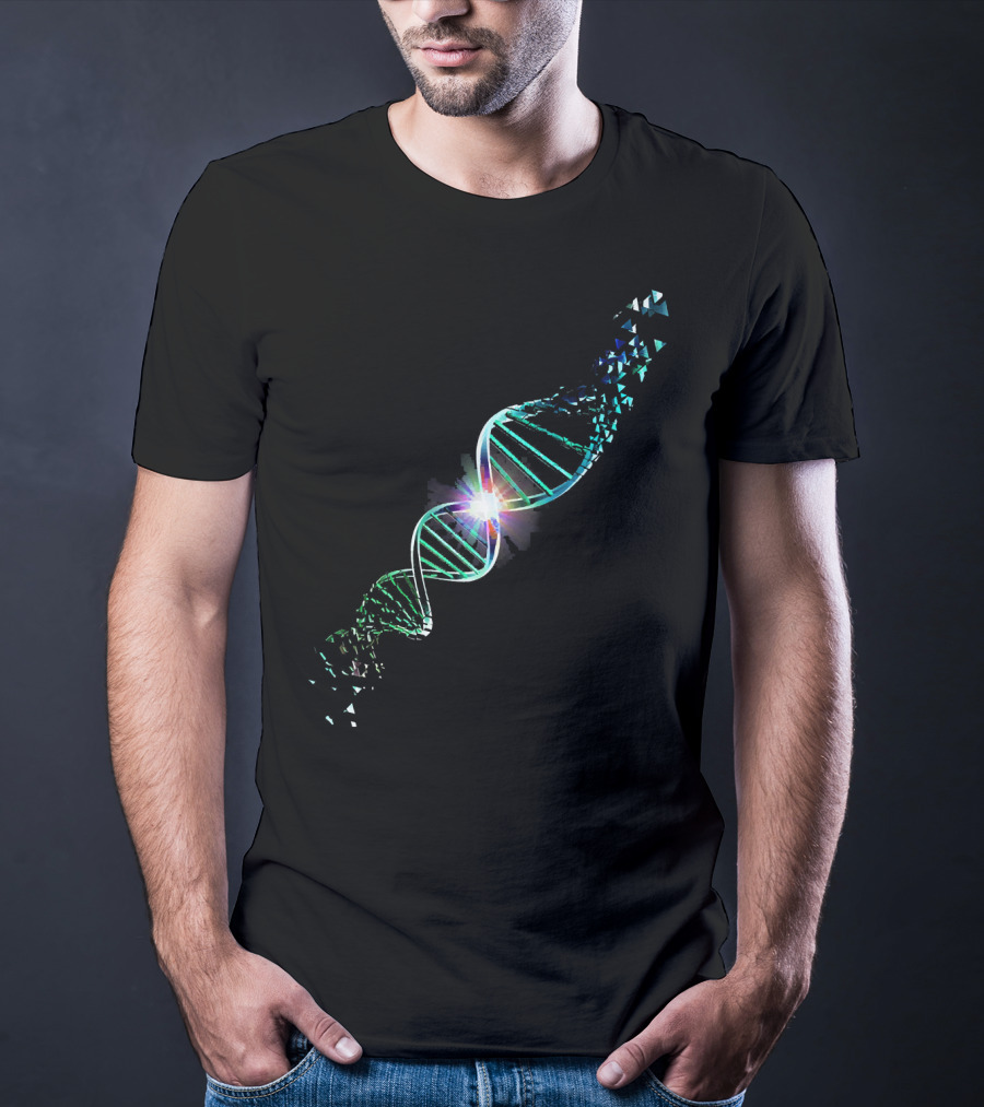 Shattered DNA Genetics Science Double Helix Fracture Illuminate T-Shirt