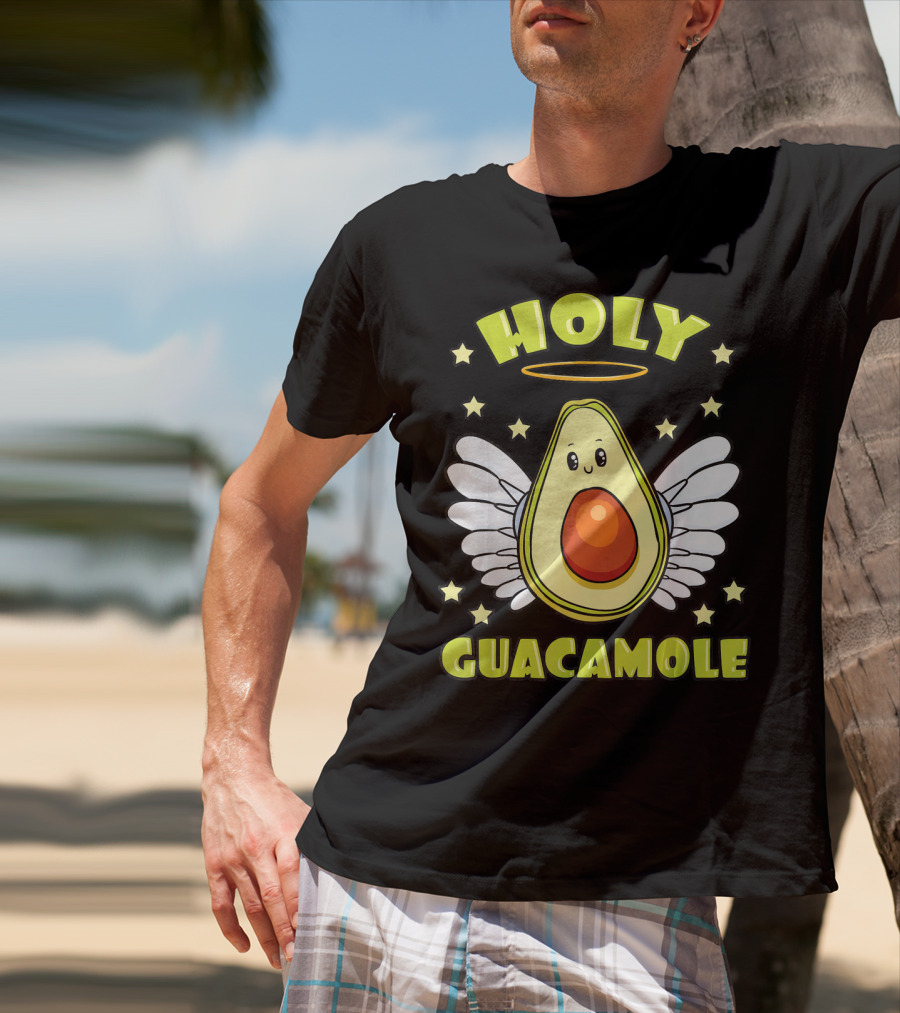 Holy Guacamole Avocado Angel With Halo And Wings T-Shirt