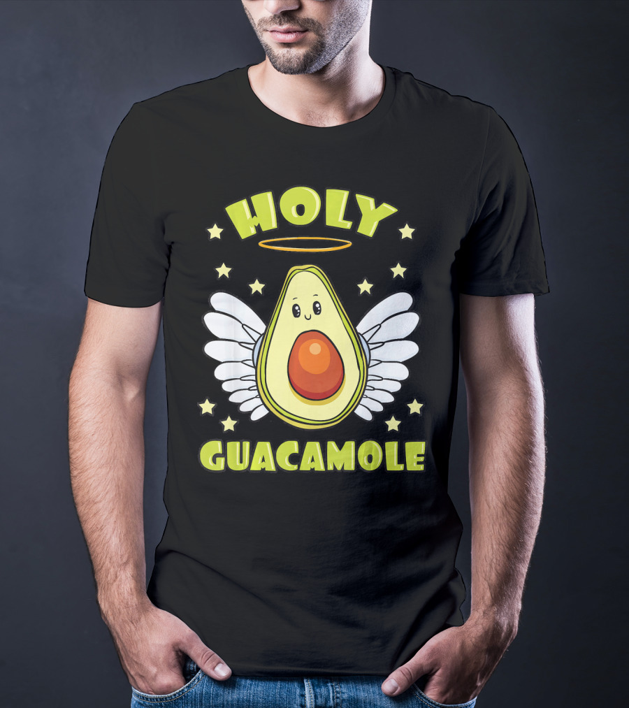 Holy Guacamole Avocado Angel With Halo And Wings T-Shirt