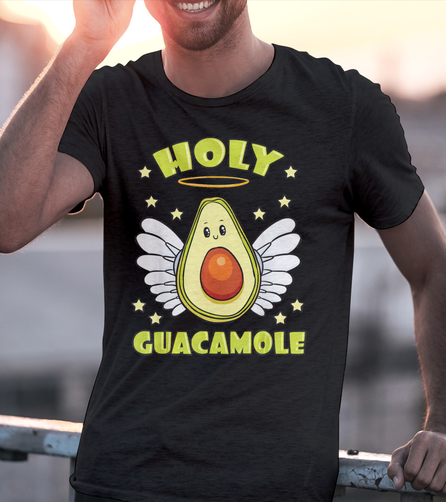 Holy Guacamole Avocado Angel With Halo And Wings T-Shirt