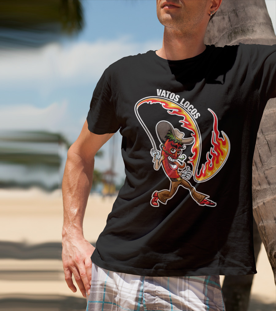 Vatos Locos Spicy Fire Rope Mexico Chili Pepper Cowboy T-Shirt