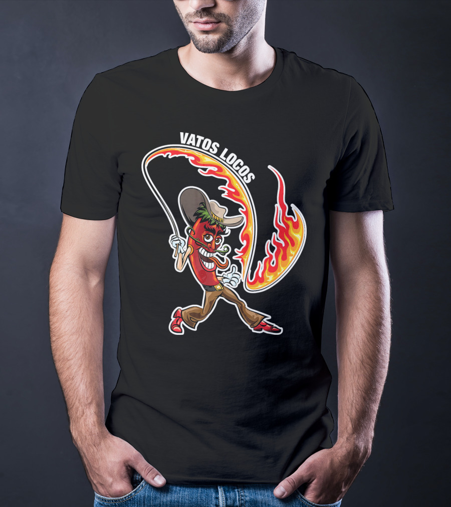 Vatos Locos Spicy Fire Rope Mexico Chili Pepper Cowboy T-Shirt