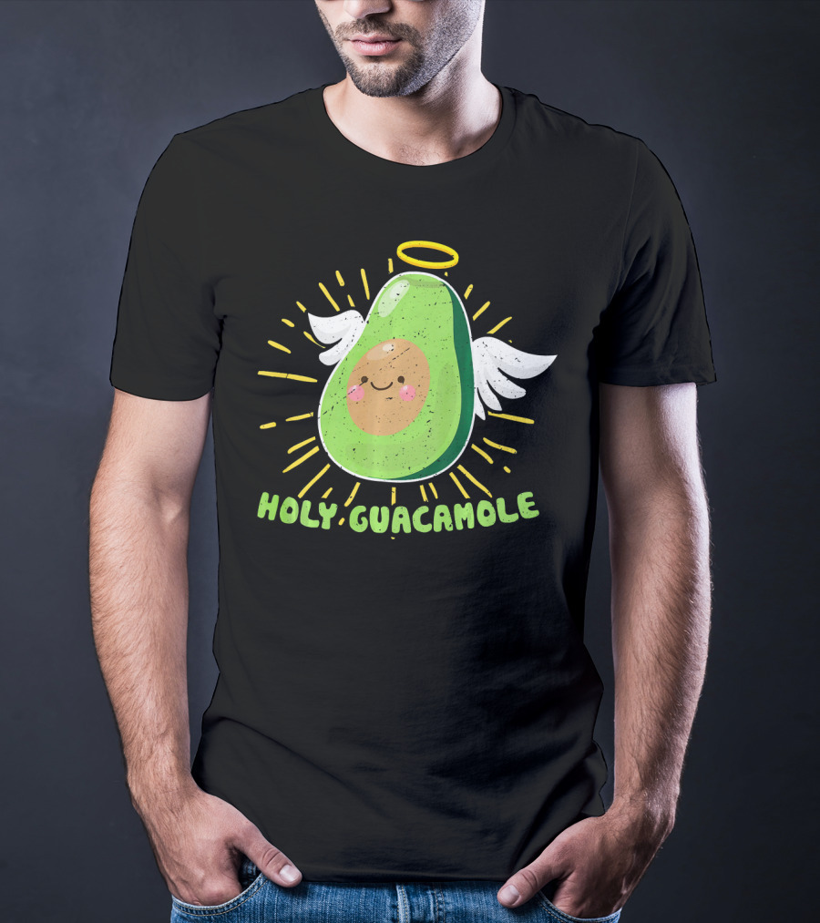 Holy Guacamole Avocado Lover Funny Veget Angel Wings Halo T-Shirt