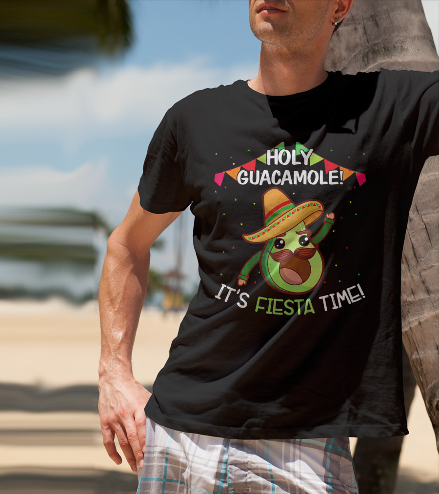 Holy Guacamole It's Fiesta Time Mexican Avocado Sombrero Celebrations T-Shirt