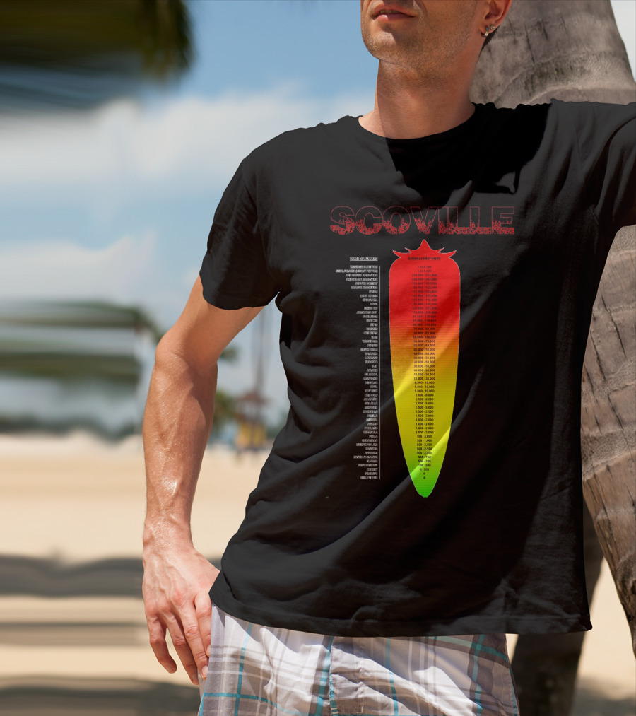 Scoville Pepper Heat Scale Chart With Ranked Spice Levels T-Shirt