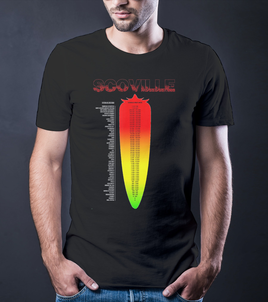 Scoville Pepper Heat Scale Chart With Ranked Spice Levels T-Shirt