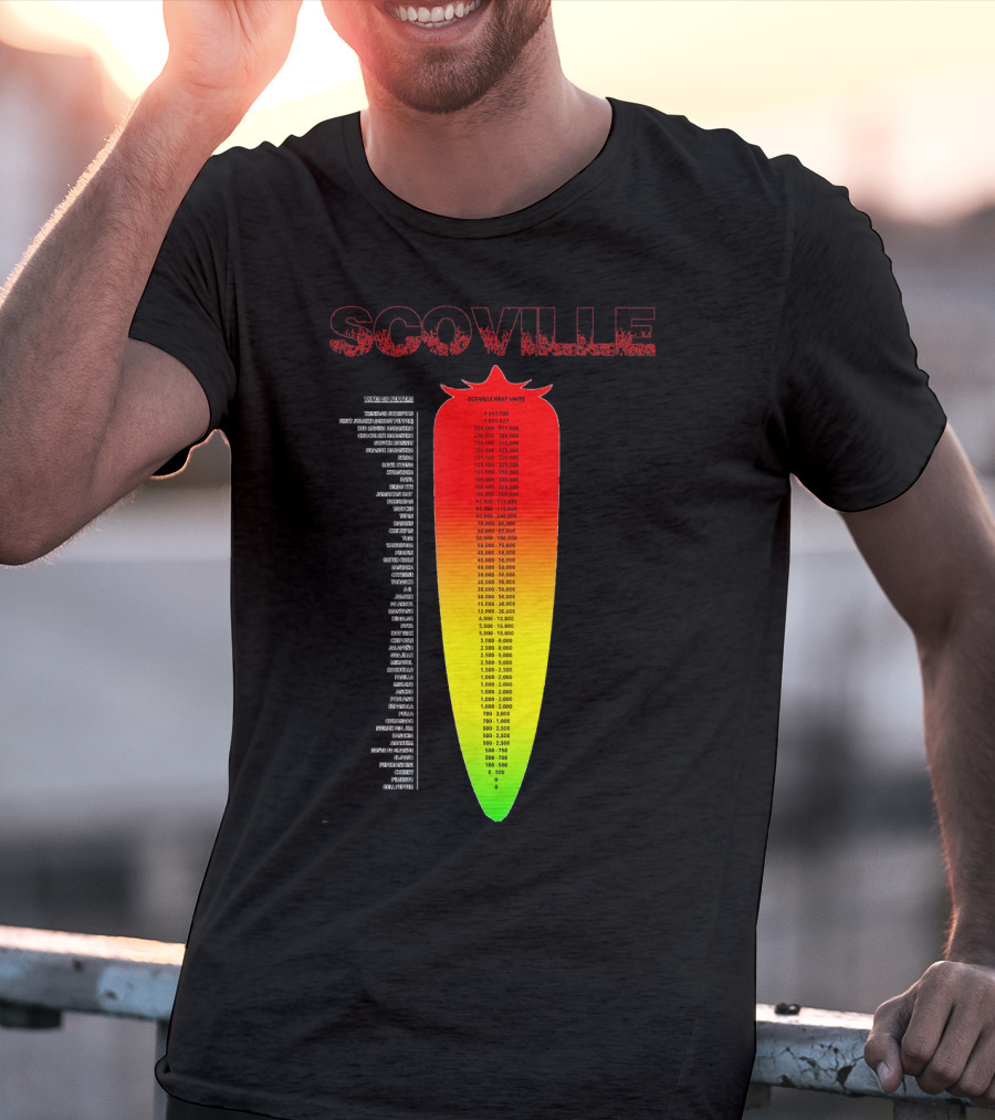 Scoville Pepper Heat Scale Chart With Ranked Spice Levels T-Shirt