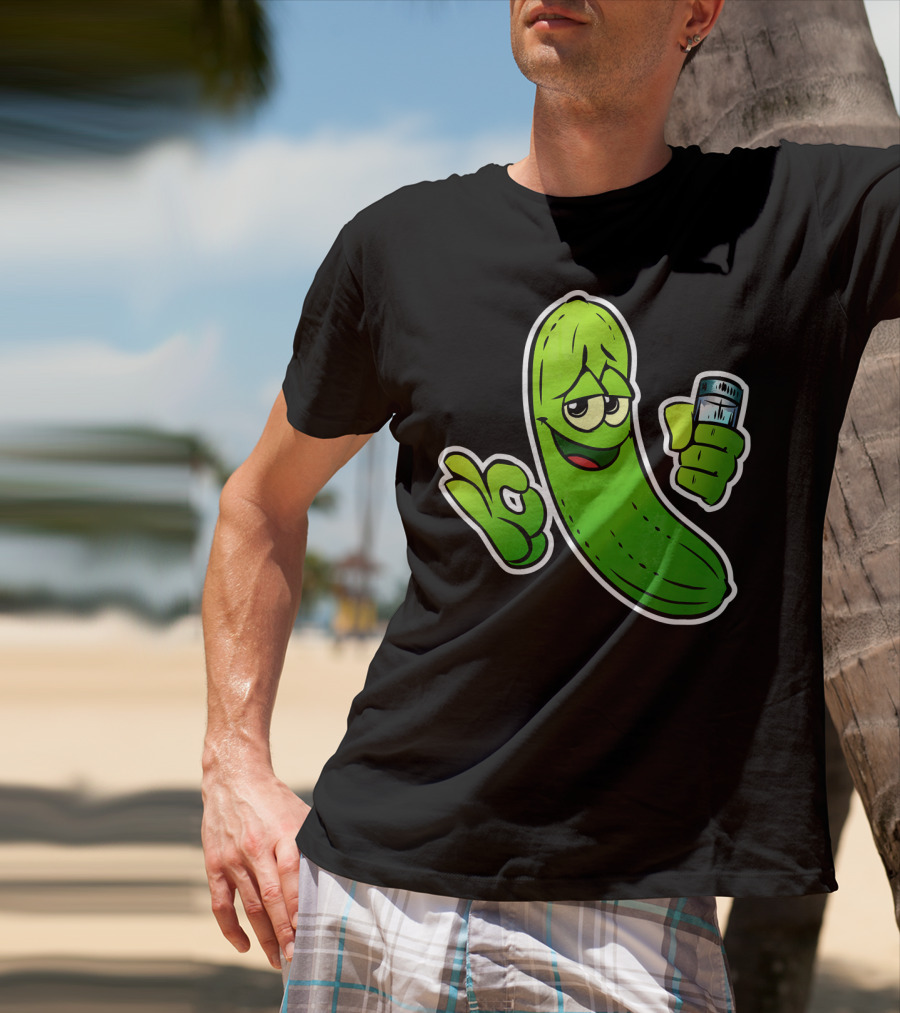 Funny Cool Pickle With Salt Shaker Spicy Vegetables Cucu T-Shirt
