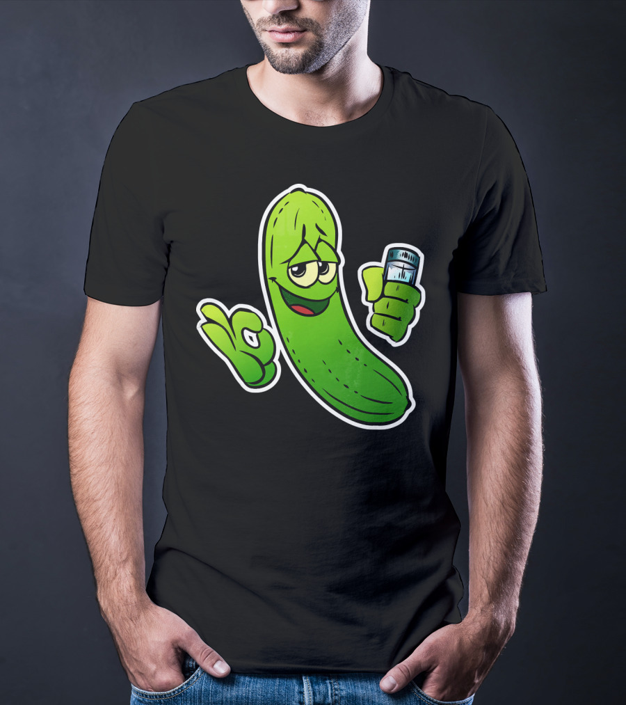 Funny Cool Pickle With Salt Shaker Spicy Vegetables Cucu T-Shirt
