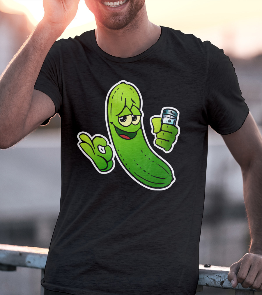 Funny Cool Pickle With Salt Shaker Spicy Vegetables Cucu T-Shirt