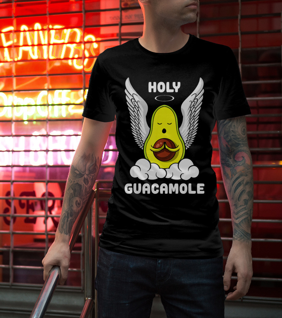 Holy Guacamole Avocado Angel With Wings Vegan Funny T-Shirt