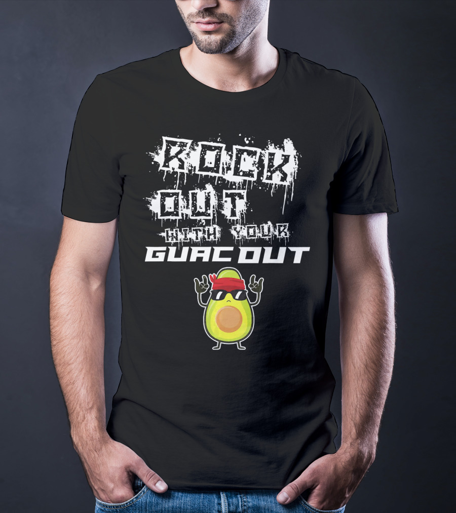 Rock Out With Your Guac Out Avocado Bandana Sunglasses T-Shirt