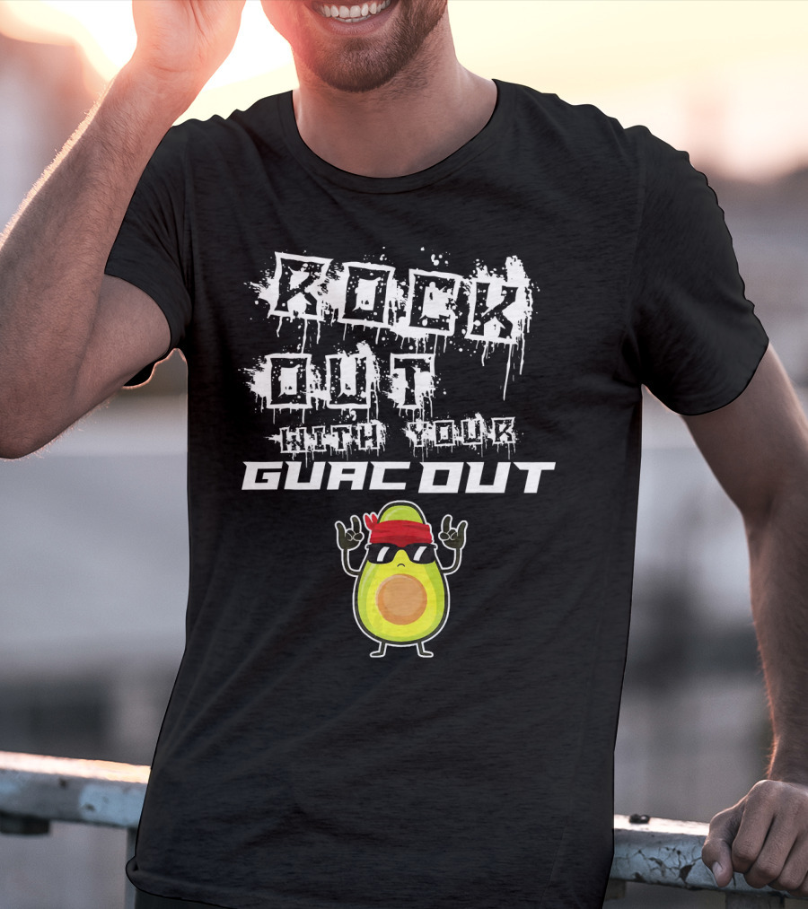 Rock Out With Your Guac Out Avocado Bandana Sunglasses T-Shirt