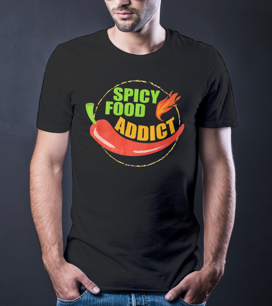 Spicy Food Addict Hot Chili Pepper Flame T-Shirt