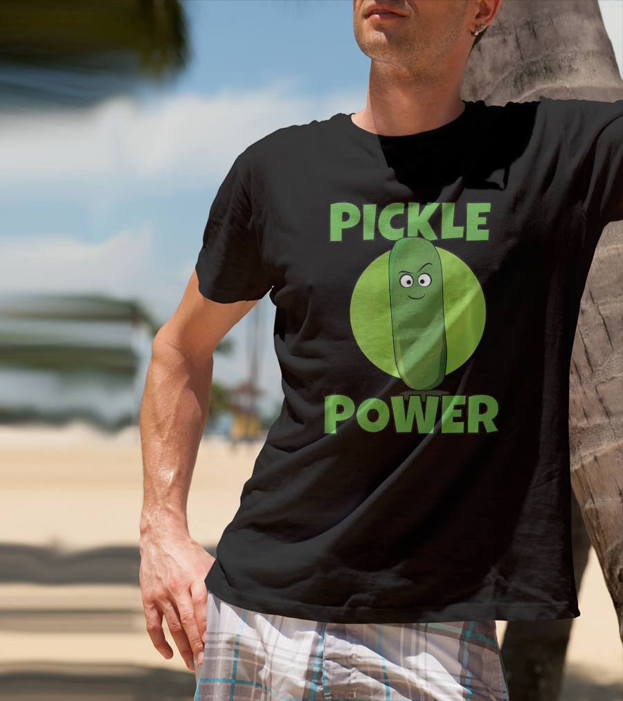 Pickle Power I Love Pickles Smiling Cartoon Pickle Character T-Shirt
