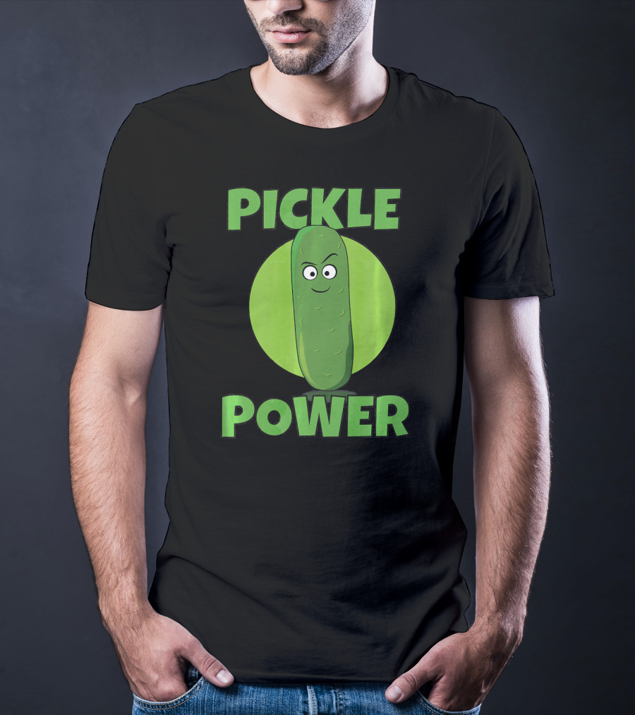 Pickle Power I Love Pickles Smiling Cartoon Pickle Character T-Shirt