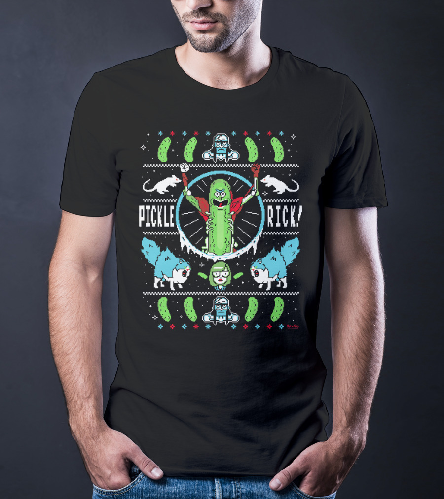 Pickle Rick Merry Christmas Ugly Sweater Style Rick And Morty T-Shirt