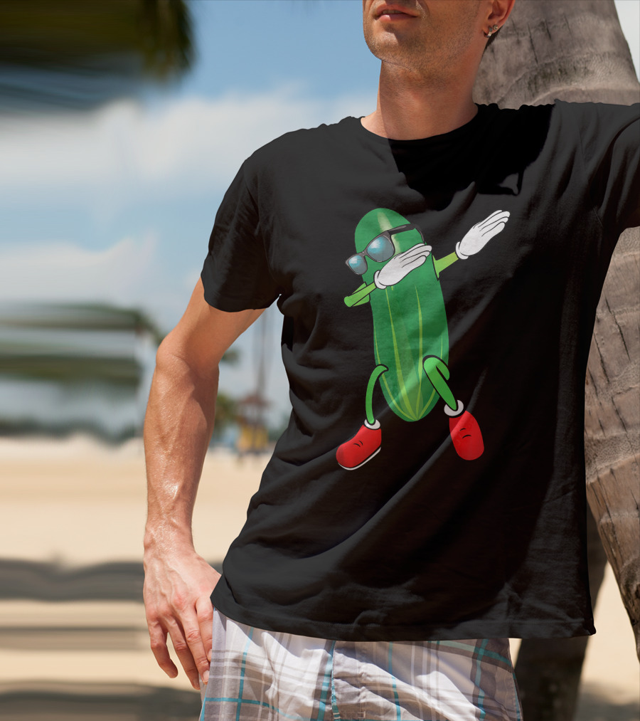 Dabbing Cucumber Pickle With Sunglasses And Red Shoes T-Shirt