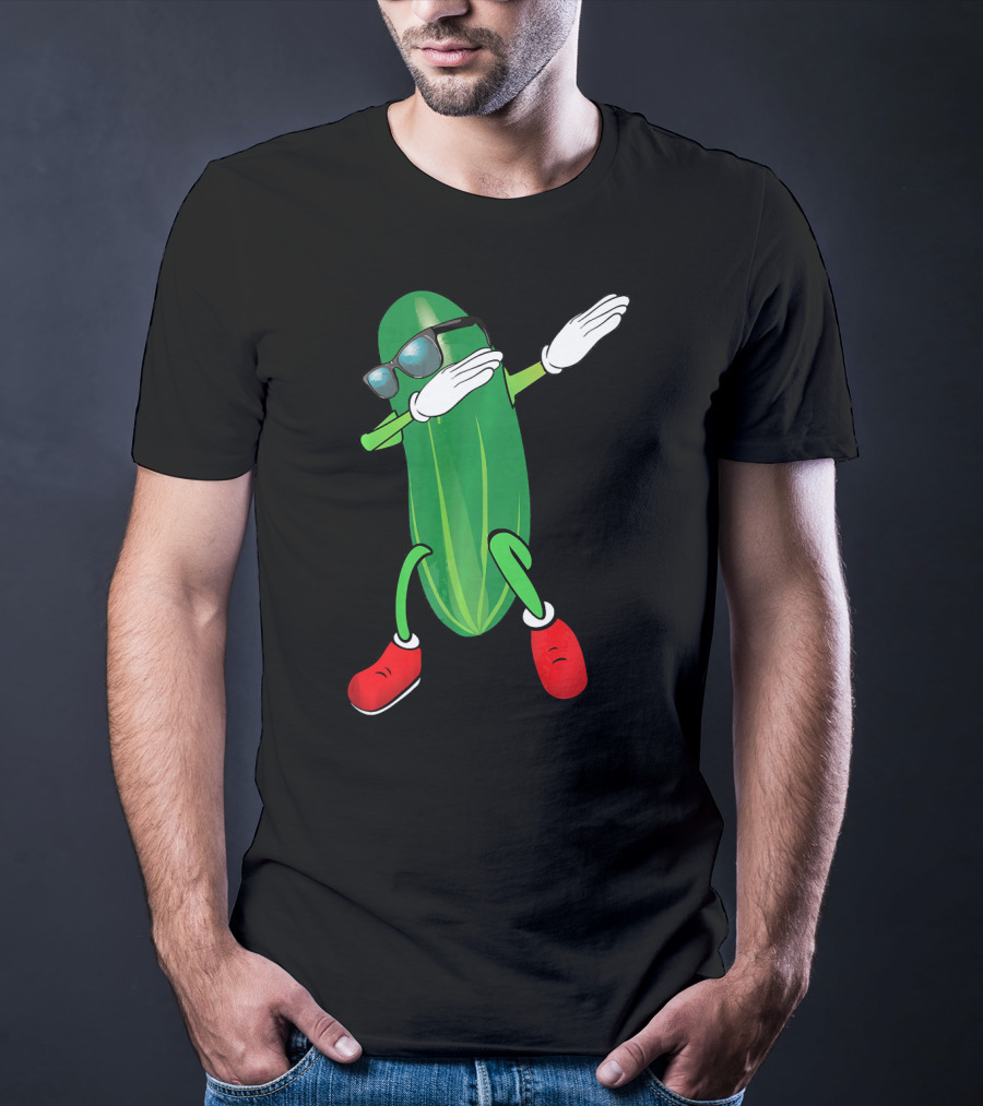 Dabbing Cucumber Pickle With Sunglasses And Red Shoes T-Shirt
