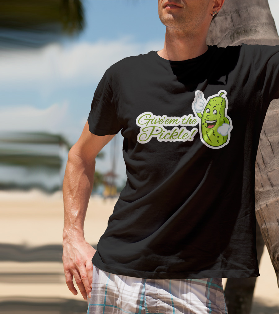 Give'em The Pickle Thumbs Up Cartoon Character T-Shirt