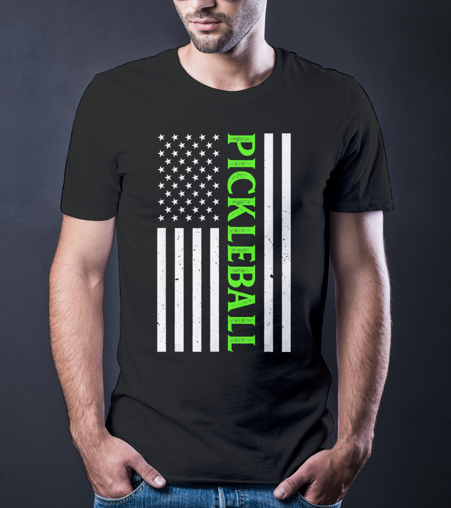 Pickleball Vintage Distressed American Flag T-Shirt