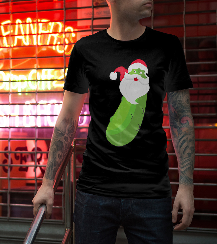 Lucky Pickle Funny Christmas Santa T-Shirt