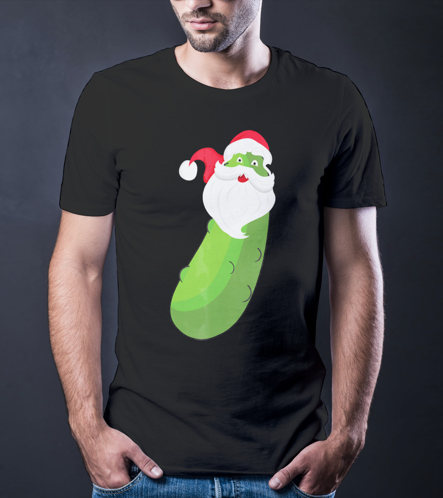 Lucky Pickle Funny Christmas Santa T-Shirt