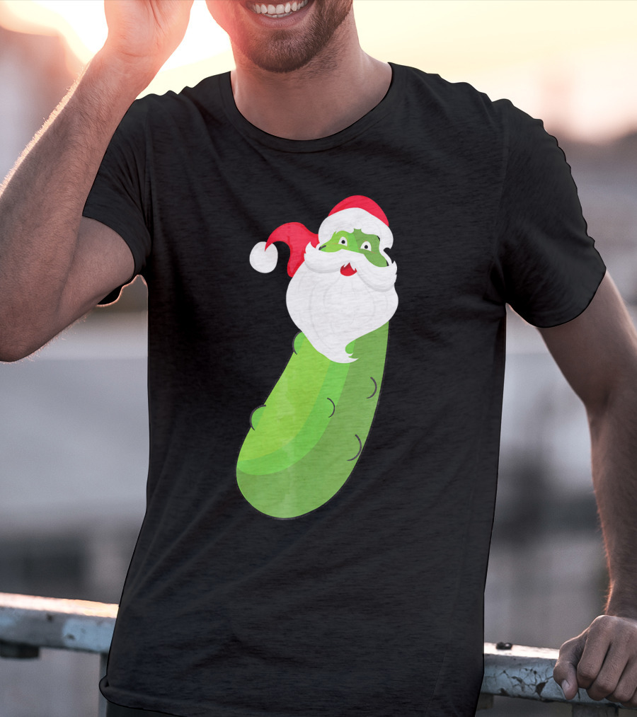 Lucky Pickle Funny Christmas Santa T-Shirt
