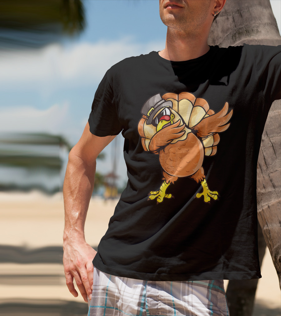 Dabbing Turkey Dab Dance Pilgrim Hat Thanksgiving T-Shirt