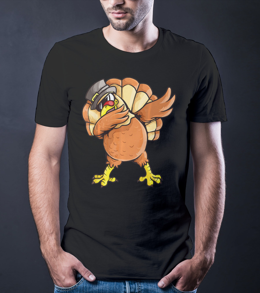 Dabbing Turkey Dab Dance Pilgrim Hat Thanksgiving T-Shirt