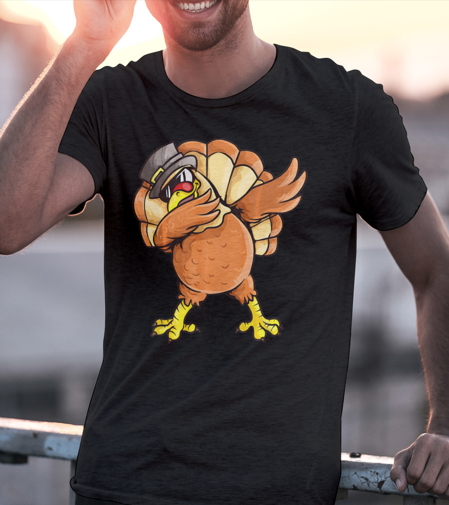 Dabbing Turkey Dab Dance Pilgrim Hat Thanksgiving T-Shirt