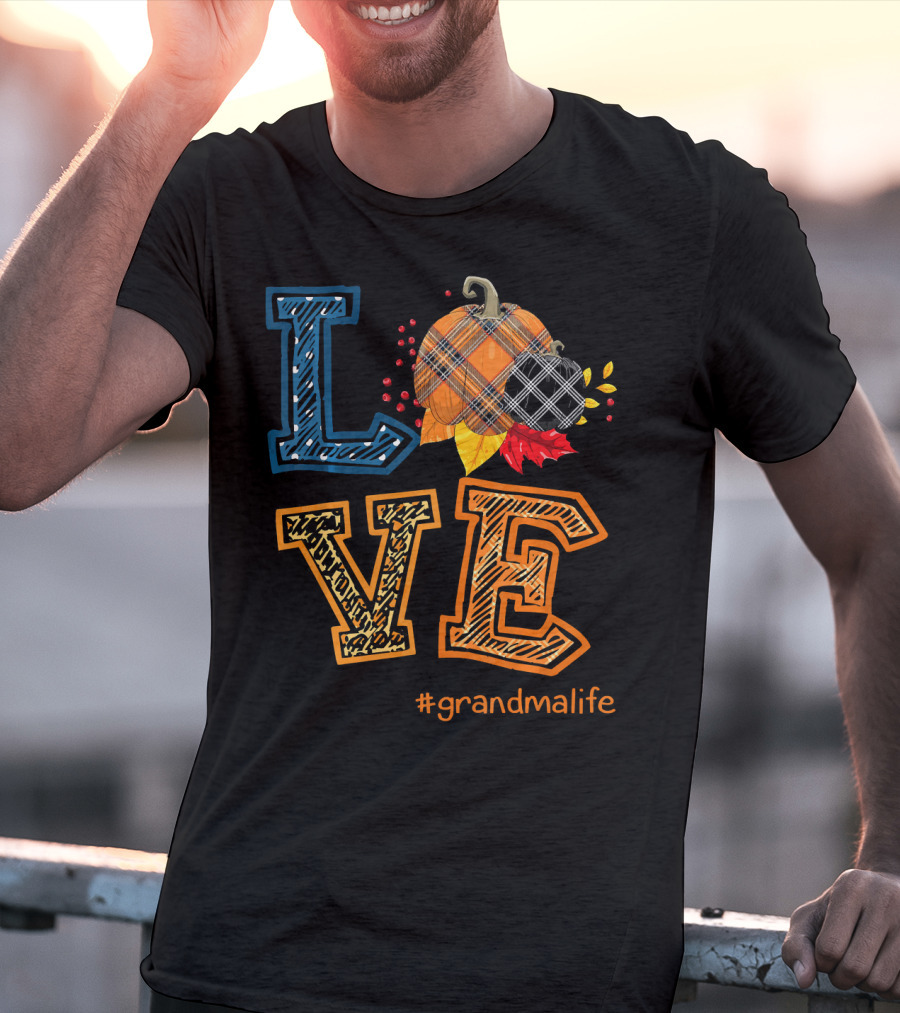 LOVE Plaid Pumpkin #grandmalife T-Shirt