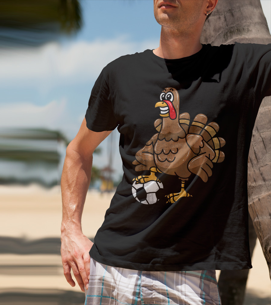 Thanksgiving Turkey Soccer Football Player T-Shirt