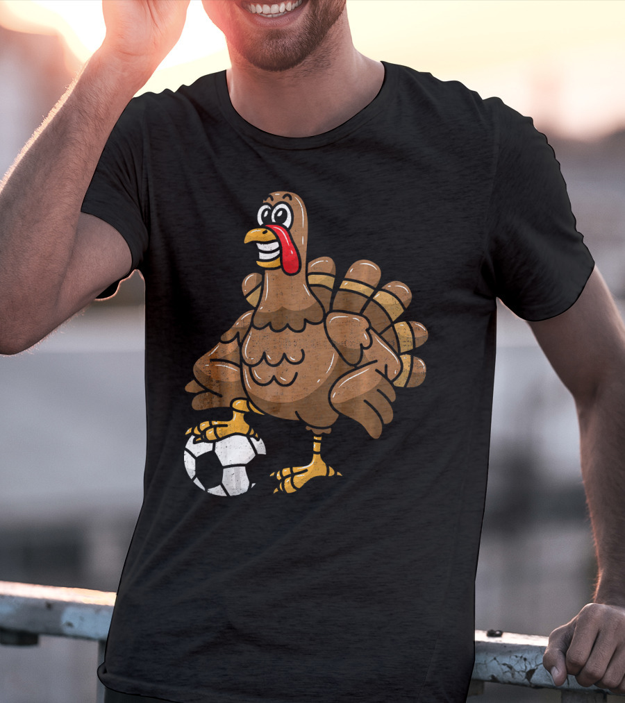 Thanksgiving Turkey Soccer Football Player T-Shirt