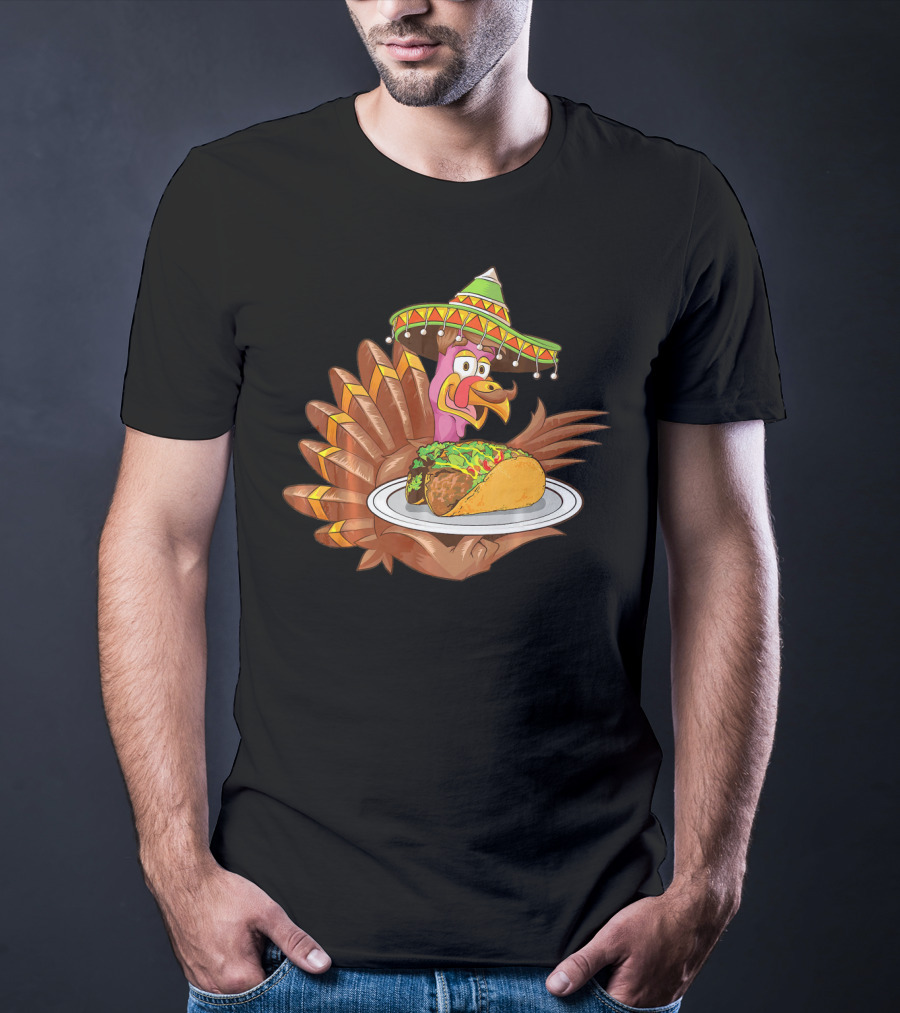 Cool Turkey Wearing Sombrero Holding Tacos T-Shirt