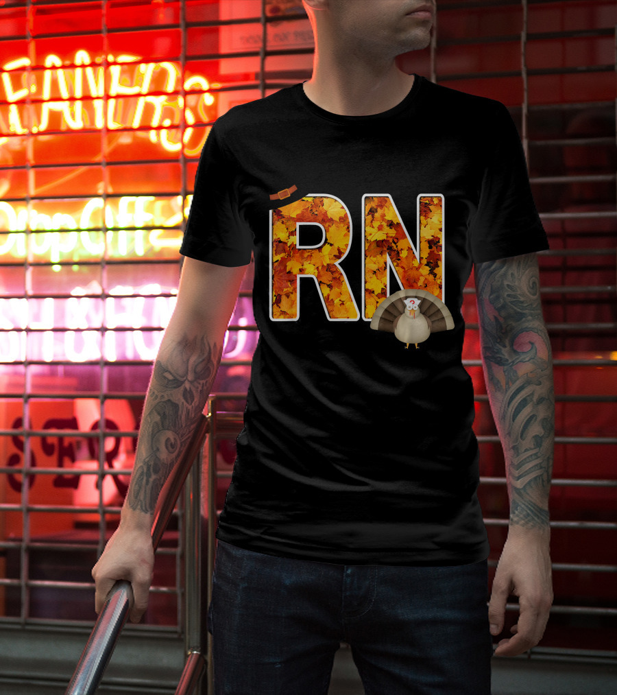 RN Thanksgiving Autumn Leaves Turkey T-Shirt