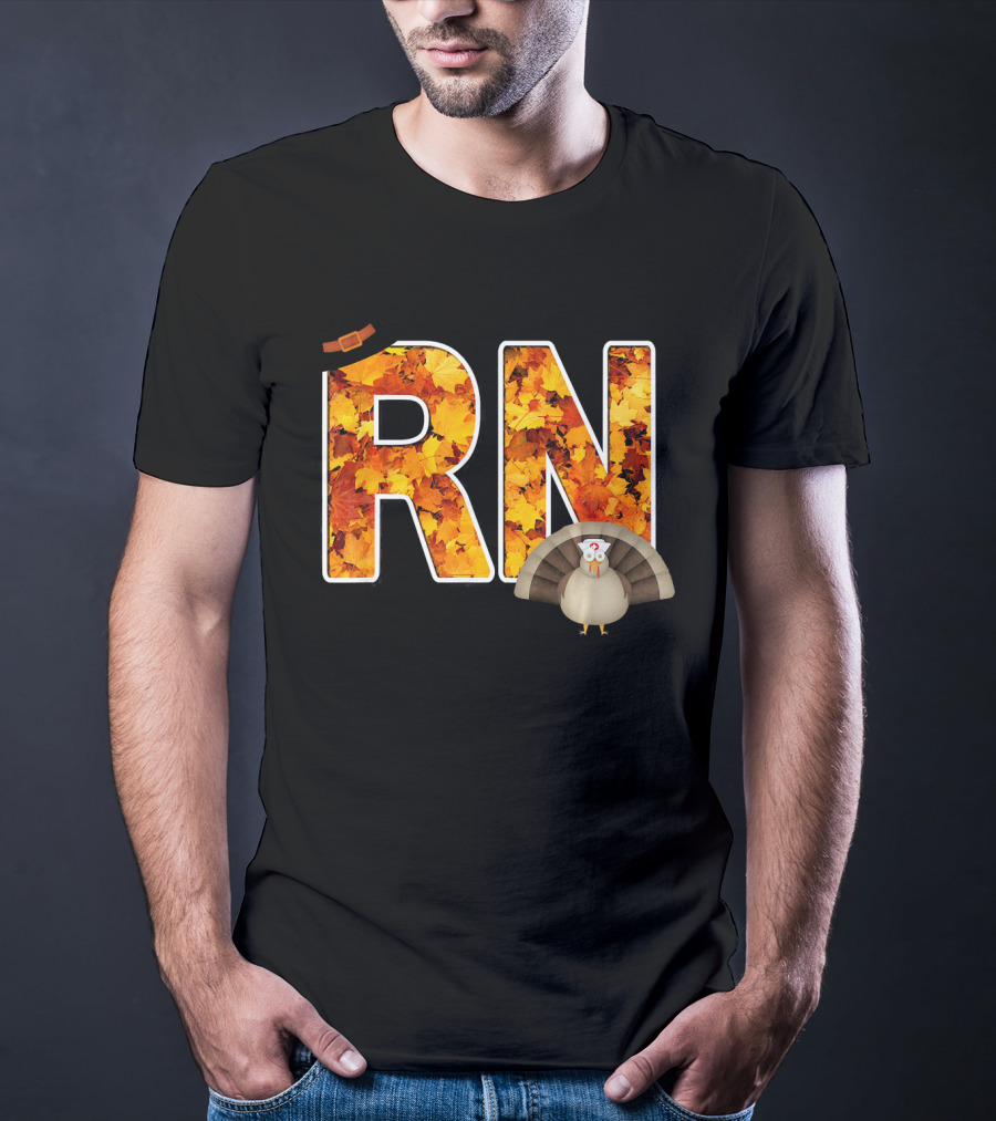 RN Thanksgiving Autumn Leaves Turkey T-Shirt