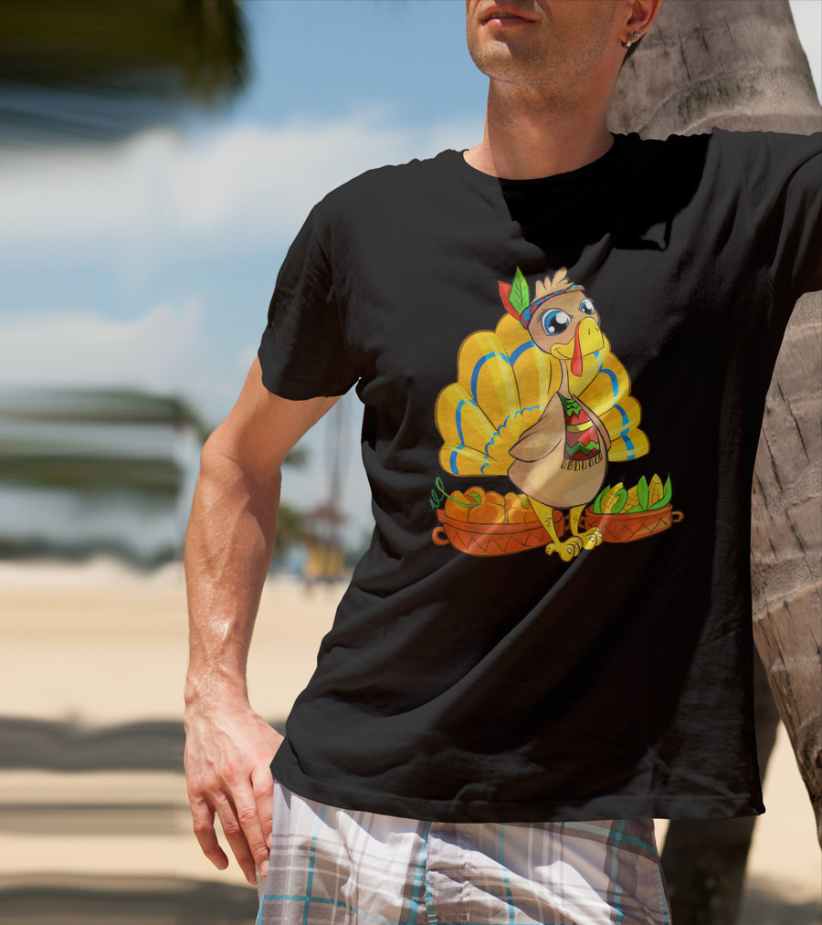 Thanksgiving Turkey Cartoon Harvest Cornucopia T-Shirt