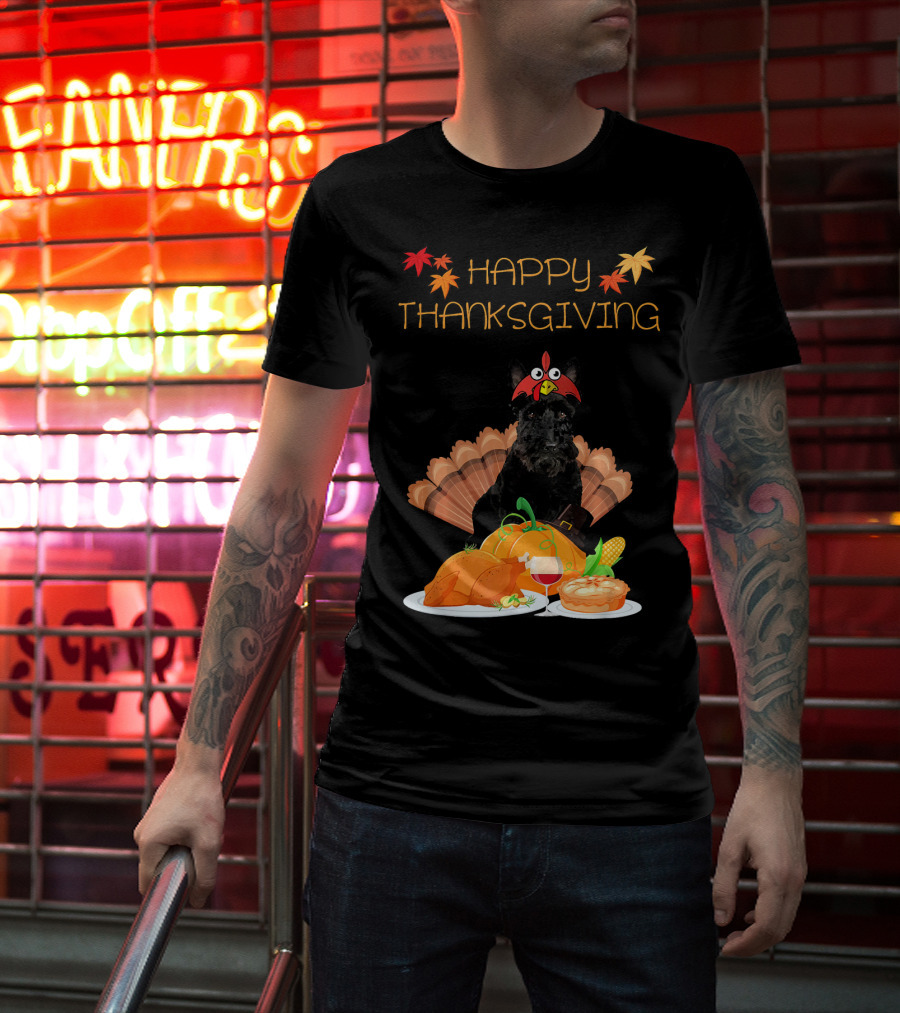Happy Thanksgiving Day Scottish Terrier Turkey Feast T-Shirt