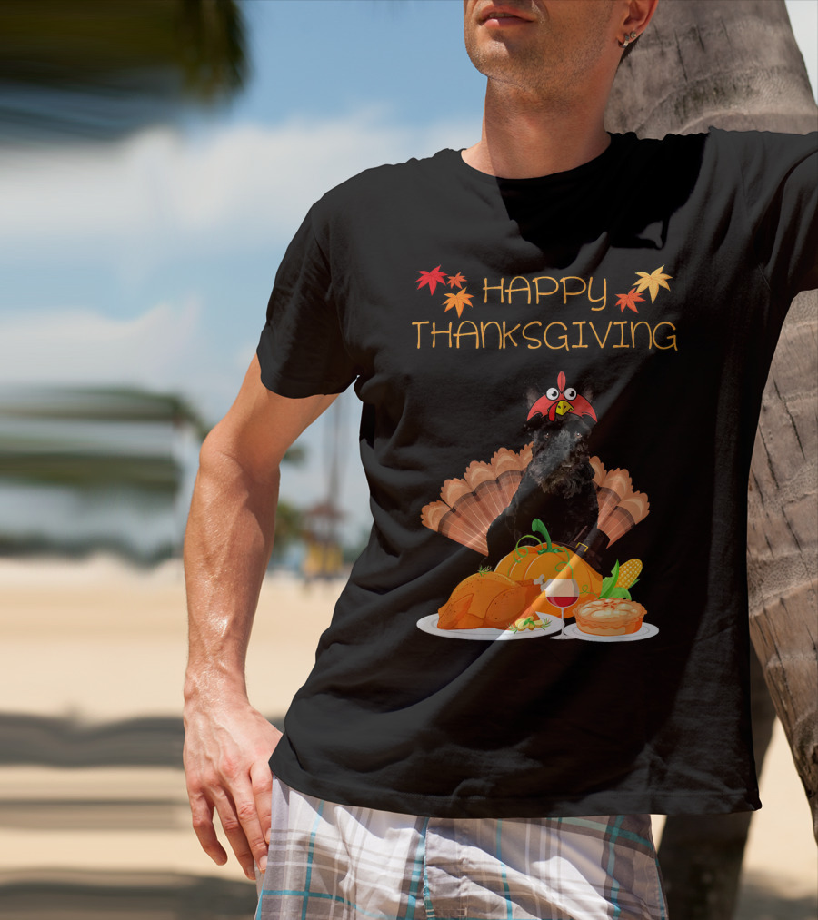 Happy Thanksgiving Day Scottish Terrier Turkey Feast T-Shirt