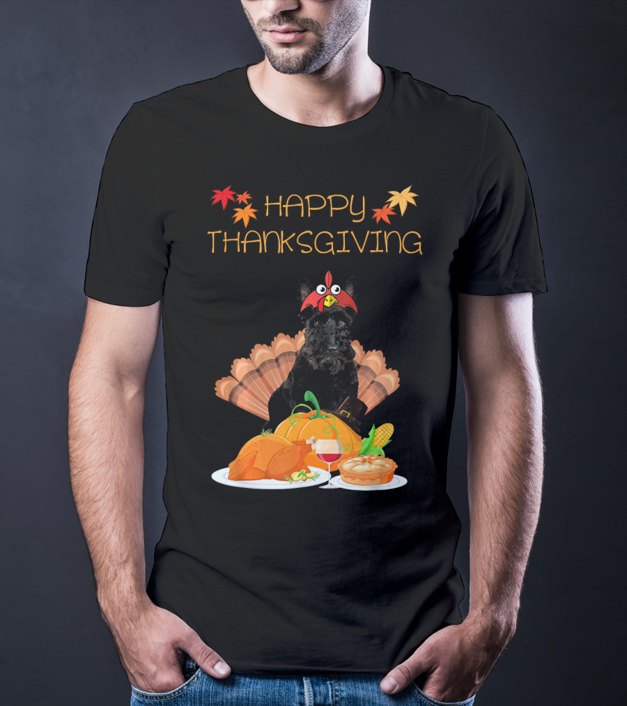 Happy Thanksgiving Day Scottish Terrier Turkey Feast T-Shirt